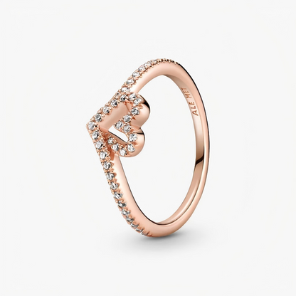Pandora Sparkling Wishbone Heart Ring